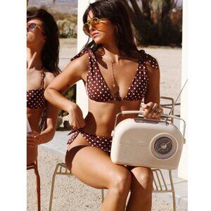 Dippin Daisys bikini set Triangle Top Cheeky Bottom Polka Sz XL fits 38C 38D
